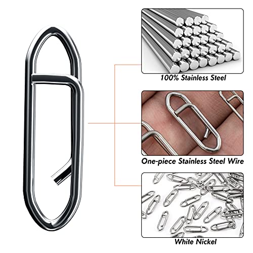 Fishing Speed Clips - Stainless Steel Lure Snaps - XS, 25LB, 0.5 Inch, 20 Pack