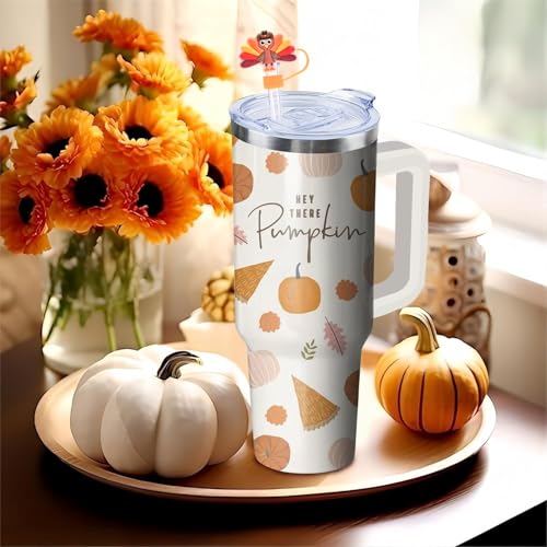12pcs Fall Straw Toppers - Thanksgiving Silicone Covers for 10mm Straws