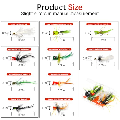 20pcs Fly Fishing Poppers Topwater Lures for Bass & Trout