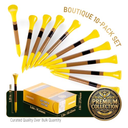 3.25" Bamboo Golf Tees with Depth Marking - 10 Pack Gift Box