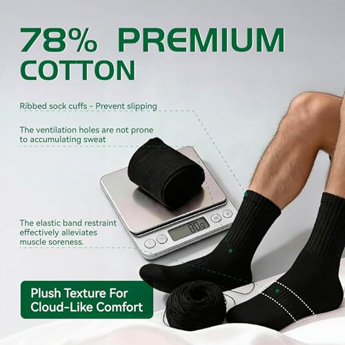 Men's Cushioned Crew Socks - Arch Support, 1 Pair
