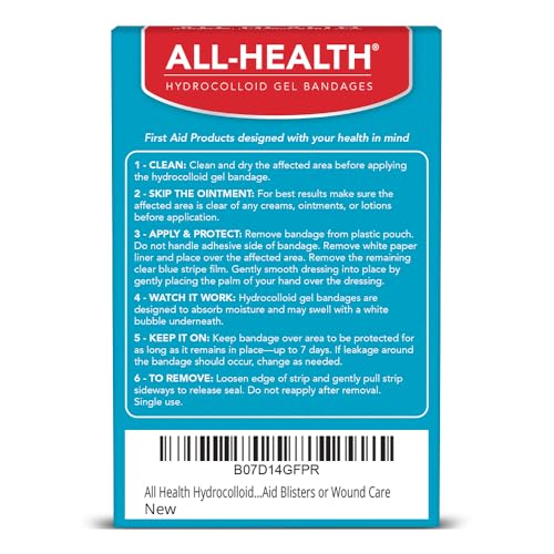 All Health Hydrocolloid Gel Bandages, Assorted Sizes, 12 Count