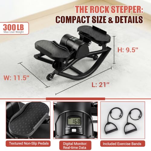 Side Stepper Exercise Machine - Glossy Black, 300 LBS Capacity