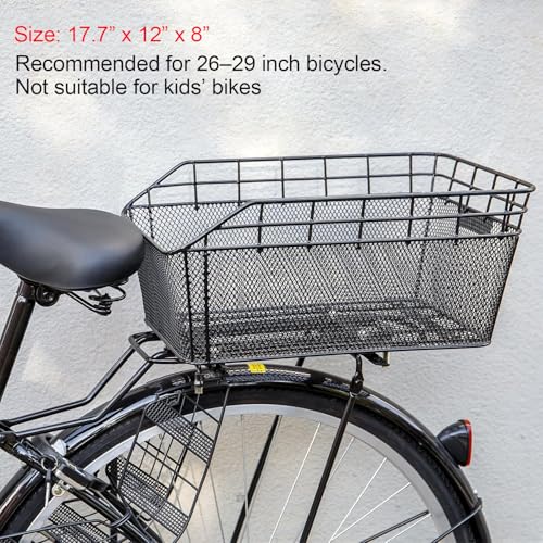 Large Rear Bike Basket with Waterproof Cover & Cargo Net