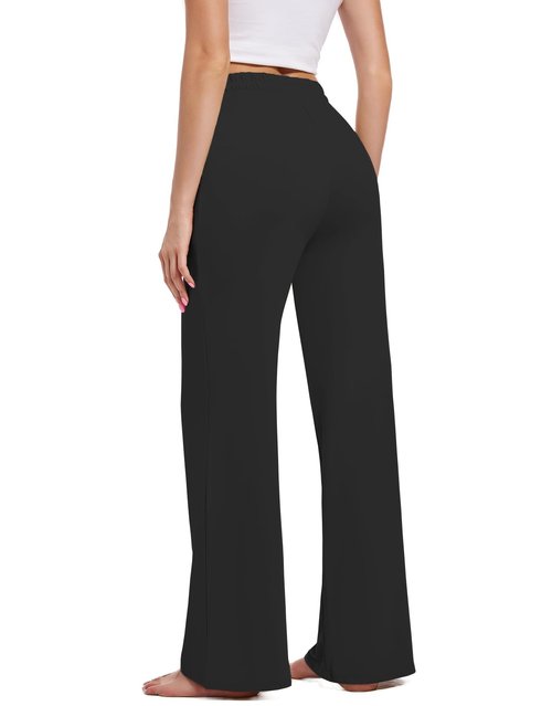 Kivdol Womens Yoga Sweatpants Wide Leg Lounge Pajamas Pants Drawstring Workout Comfy Joggers Sweatpants Pants Pockets Black