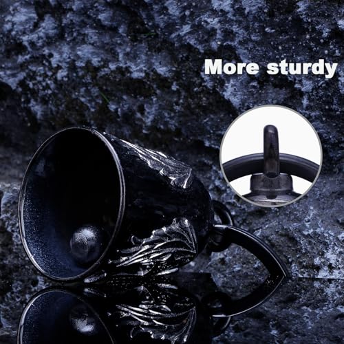 TEWAFOS Winged Cross Black Silver Motorcycle Bell Stainless Steel Good Luck & Safety