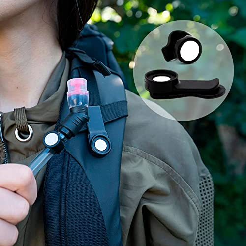 Magnetic Tube Clips for Hydration Packs - 2 Pack, Black