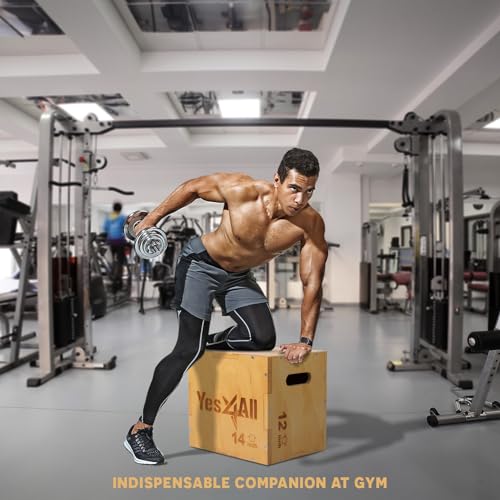 Plyo Box 3-in-1 Wooden Jump Box for Home Gym - 16" x 14" x 12"