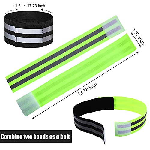 16 Pieces Reflective Bands - High Visibility Safety Straps - Green & Black