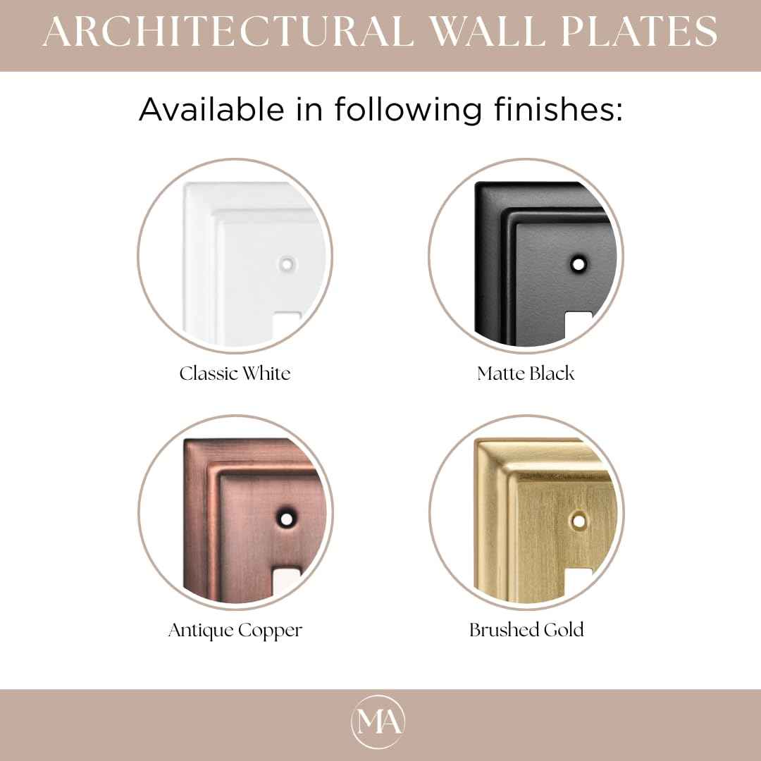 Monarch Abode 1-Gang Toggle Wall Plate, Architectural Metal Single Switch Wall Plate, Decorative Light Switch Cover Plate for Electrical Outlet, Brushed Gold, Pack of 2