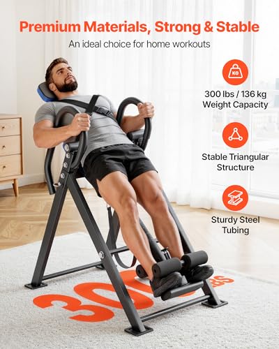 Heavy Duty Inversion Table for Back Pain Relief - 300 lbs Capacity