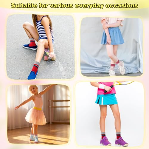 5-Pack Girls Crew Socks - Cotton Soft School Uniform Socks, 9-12 Years
