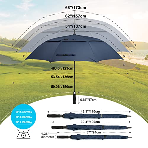 Gonex Navy 68-Inch Windproof UV Protection Golf Umbrella with Auto Open