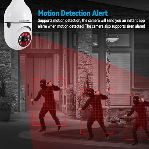 Light Bulb Security Camera HD Pan Tilt Wireless 360 Degree Floodlight Night Vision 5Ghz with Floodlight Human Motion Detection and Alarm 2pack with 64GB Card