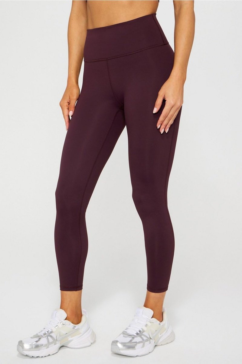 Fabletics Women's Define PowerHold® High-Waisted Legging, Workout, Yoga, Maximum Compression, Flattering, M/Regular | 27, Oxblood