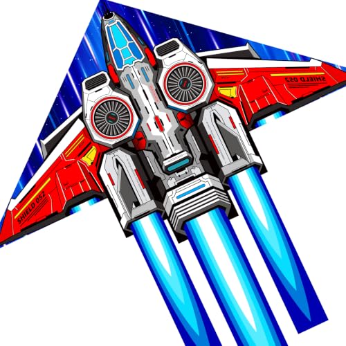 ESOKA PRON Red & Blue Spaceship Kite for Kids & Adults - Easy Fly Outdoor Toy