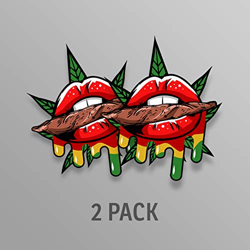 Weed Leaf Vinyl Sticker Decal - 4 Inch UV Resistant - 2 Pack