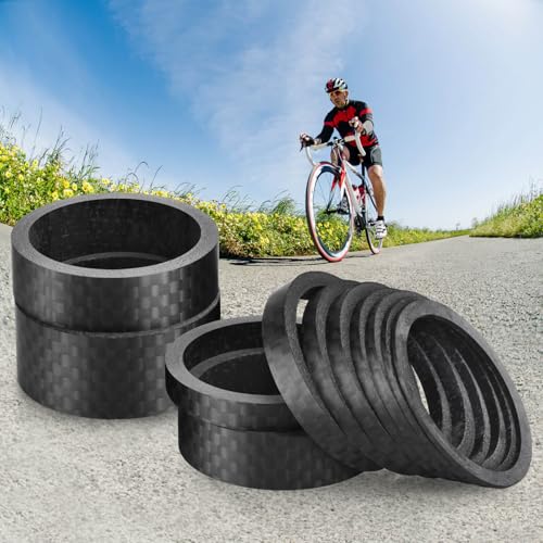 11PCS Carbon Fiber Headset Spacers for 1-1/8 Inch Stems - Matte Finish