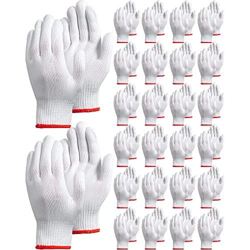 Honeydak 96 Pairs White Cotton Hand Gloves, Cotton Safety Liner Gloves Grip Knit Gloves for Men, Women, BBQ, Hand Repair, Painter Mechanic Warehouse Gardening