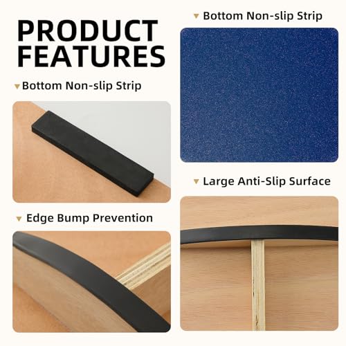Balance Board for Physical Therapy - Wooden Wobble Board - Blue