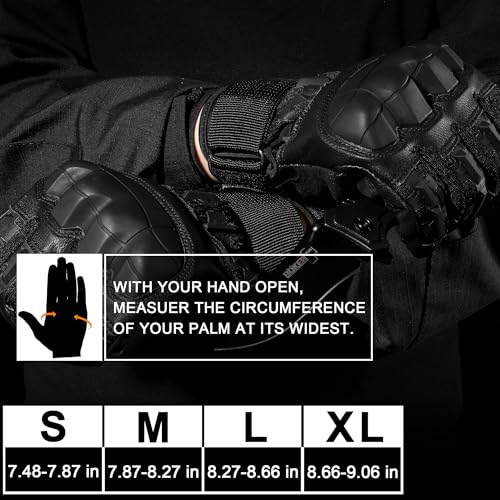 Tactical Gloves for Men & Women - Touchscreen, Black, Large