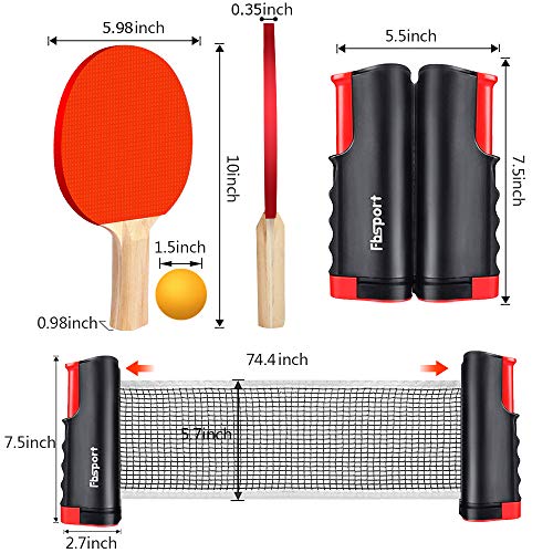 Portable Ping Pong Paddle Set with Retractable Net & Balls