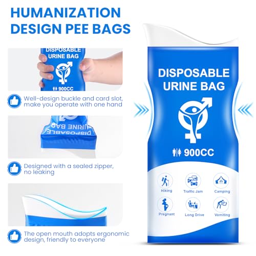 Leak-Proof Disposable Urine Bags - 12 Pack for Travel
