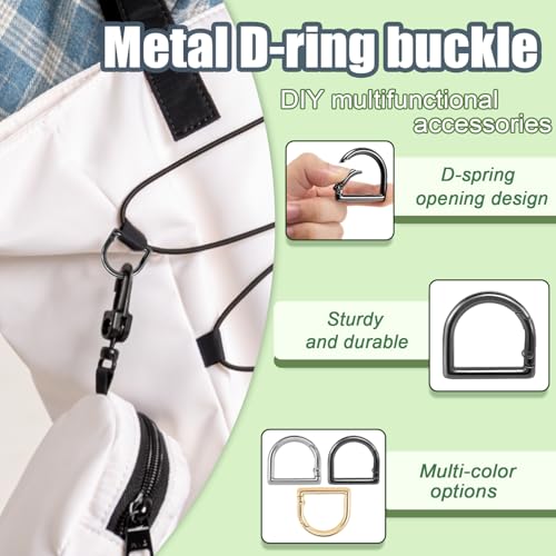 10pcs 1" Spring D Ring Clips - Gun Black Metal Keychain Hardware