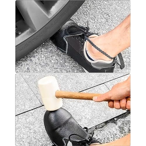 QWORK Steel Toe Cap Safety Overshoes Workplace Anti-smash Cover with Adjustable Strap for Men/Women, 4 Pairs (Size 5-12 US)