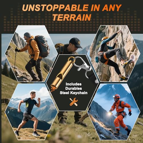 Solid Brass Emergency Whistle 2-Pack - 120dB Pealess Safety Signal for Hiking