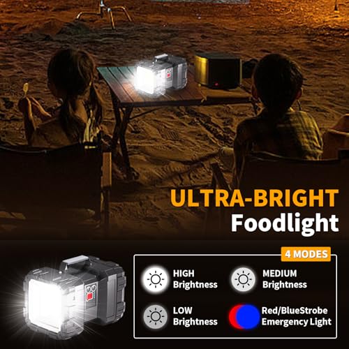LED Spotlight Flashlight,Rechargeable Flashlight 4000LM 10000mAh High-Powered Spotlight Flashlight Searchlight Camping 3+4 Lights Modes LED Handheld Flashlight Waterproof with Output as a Power Bank
