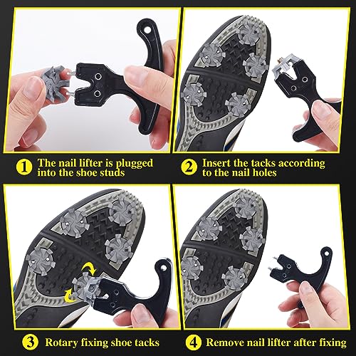 Shappy Gray 50 Pcs Golf Shoe Spikes Replacement Metal Screw with Wrench
