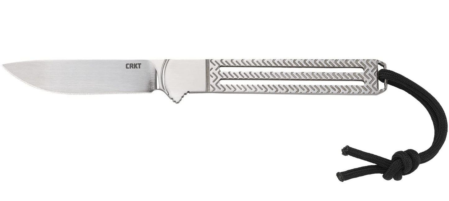 CRKT Testy Fixed Blade Knife with Sheath: Lightweight Everyday Carry, Textured Stainless Steel Handle, Glass Reinforced Nylon Sheath 7524,Silver