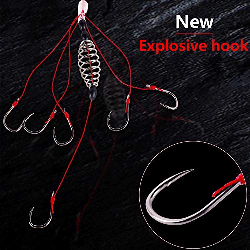 Dyxssm 15# Carp Fishing Hooks with Spring Feeder – Pack of 4, Anti-Tangle Design