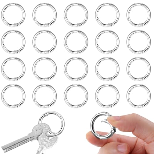 20PCS Silver Metal Spring O Rings Keychain Clips - 3/4 Inch