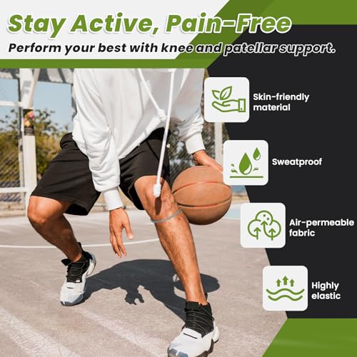 Patellar Tendon Knee Strap - 2PCS Breathable Support Band - Gray