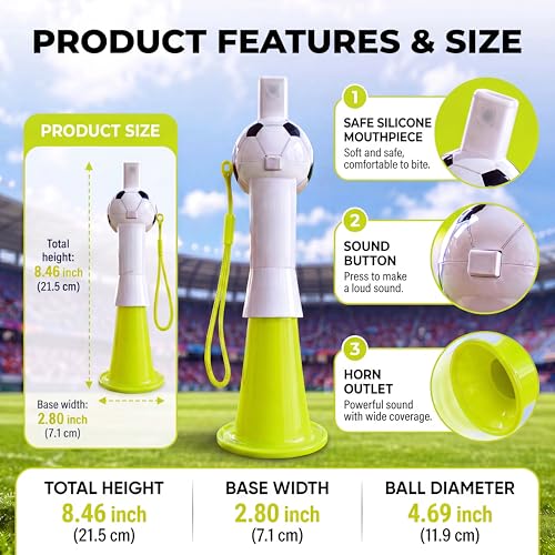 Electric Cheer Horn - Hands-Free Soccer Noise Maker - Yellow