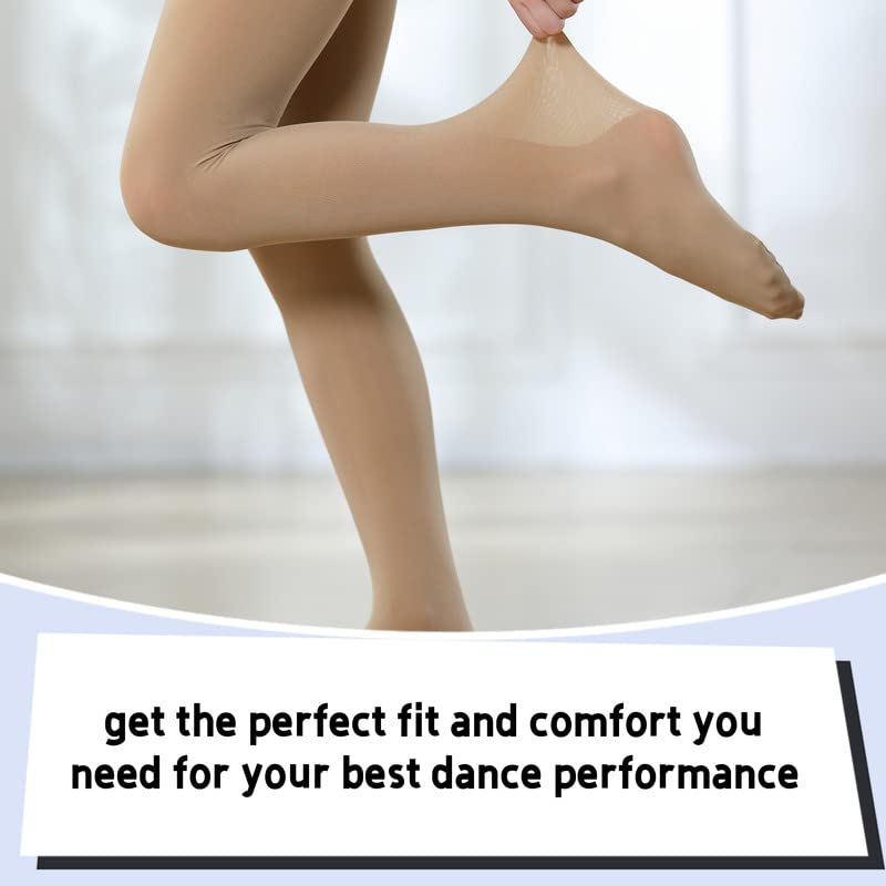 Ballet Tights for Girls - Thick Soft Footed Tights, 5-8 Years, Suntan