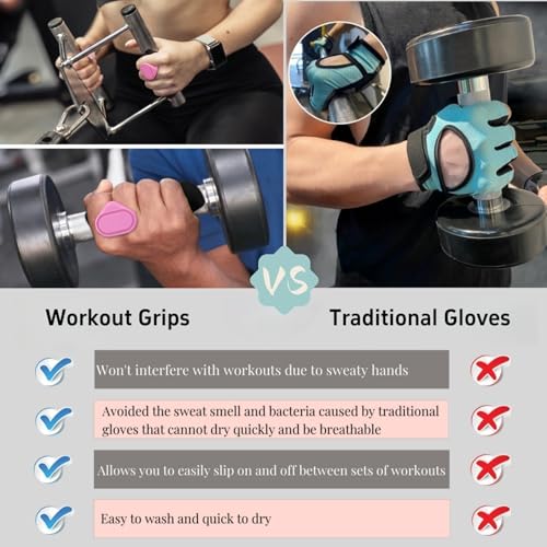 Anti-Slip Workout Grips - Ergonomic Gym Hand Pads, Pink