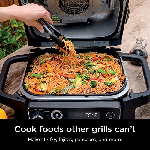 Ninja Woodfire 14.6x11x2.2 in Outdoor Flat Top Griddle Plate for OG700 Series – Ceramic Coated, Black/Grey