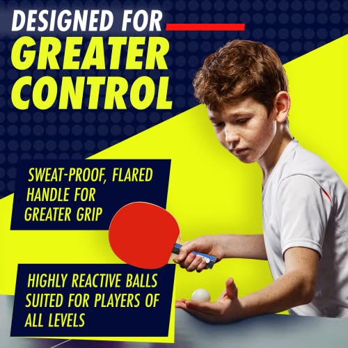 Professional Ping Pong Paddle Set with 4 Paddles, Net & 6 Balls