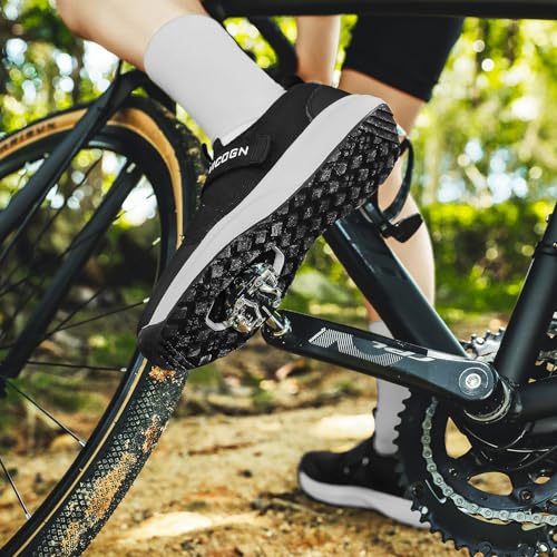 Indoor Cycling Shoes for Men & Women - SPD Compatible, Walkable - Black 9 Women/7.5 Men