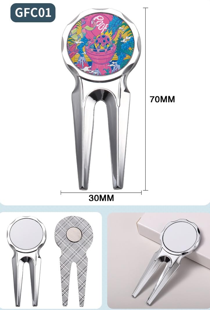 30pieces Sublimation Blank Golf Fork Divot Repair Tool Divot Tool and Ball Marker, DIY Heat Transfer Print Gift Ideas Golf Fork Multitool for Men Golfers