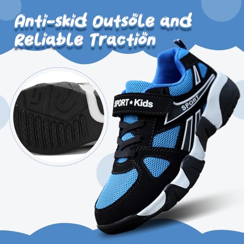 Kids Running Shoes Boys Girls Mesh Breathable Tennis Sneakers 3 Big Kid / 801-black_blue