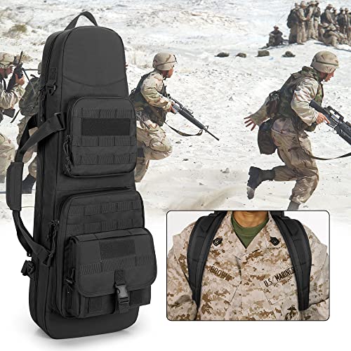 DSLEAF 32-Inch Double Rifle Case Tactical Backpack with Pockets - Black