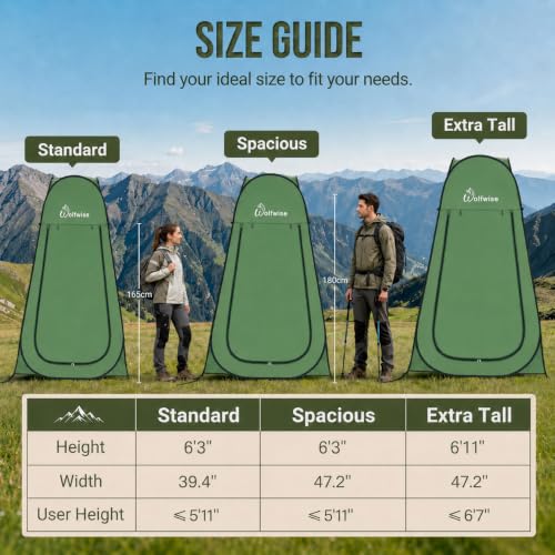 WolfWise Pop Up Shower Tent for Camping Essentials, Compact &