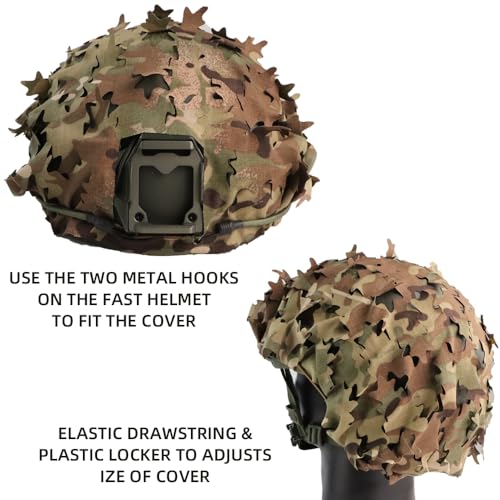 JOAXOR DP 3D Laser-Cut Tactical Helmet Cover, Breathable Mesh Camouflage