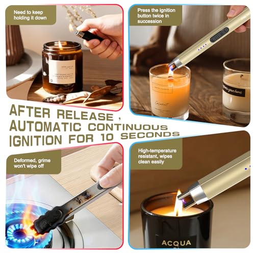 Flameless Plasma Arc Lighter - USB-C Rechargeable, Gold