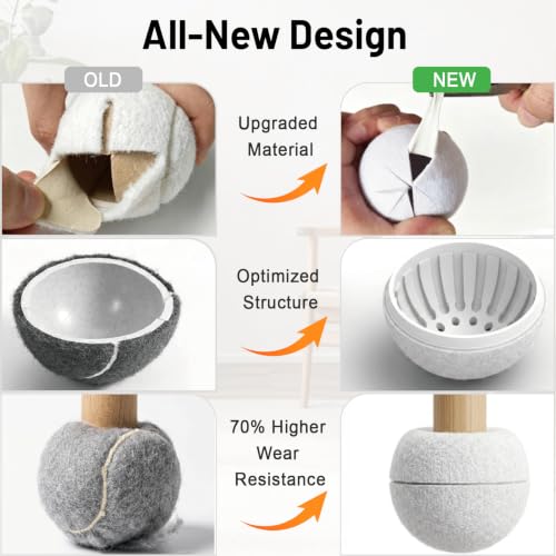 Grey Upgraded Heavy Duty Tennis Balls for Walkers & Chairs - Pre-Cut Floor Protectors, 4 Pack
