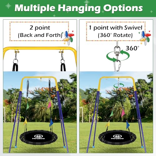 HeyZoo Saucer Swing 40 In. with 360° Swivel, 900lb Capacity - Black